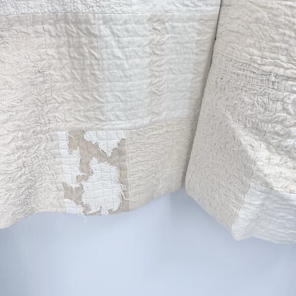 Vintage Custom OOAK Cream Quilted Patchwork Blazer Jacket Womens XL - Picture 4 of 9